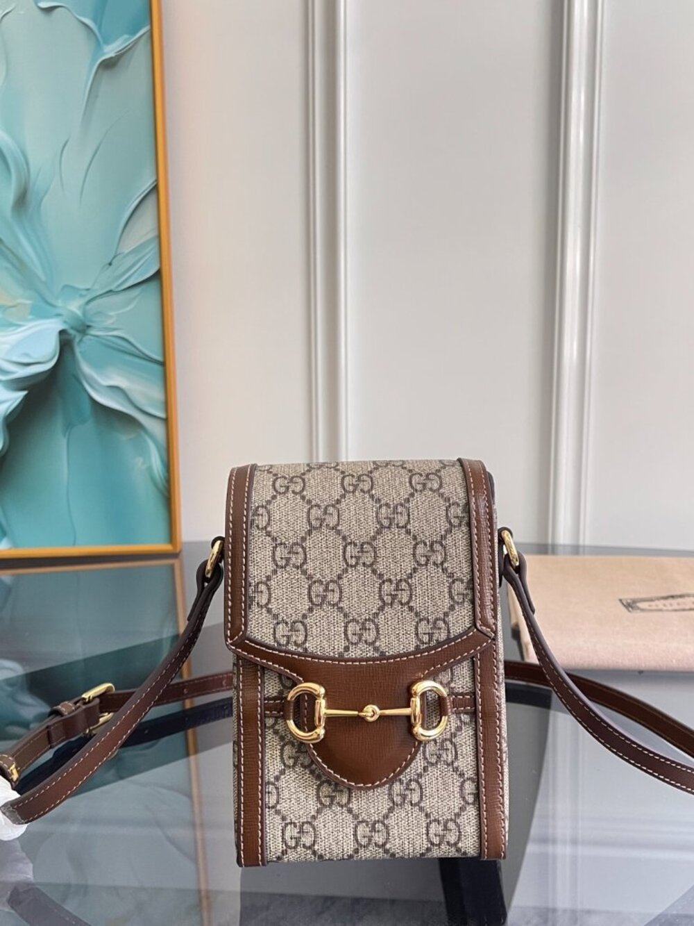 Gucci Horsebit 1955 Mini Bag in Beige/Ebene